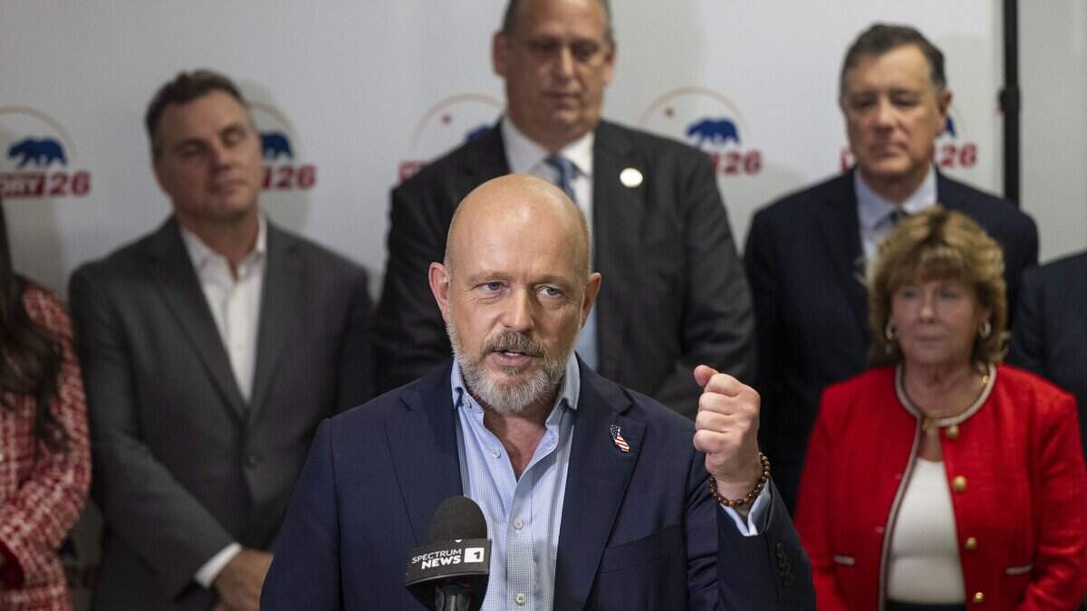 Republican gubernatorial candidate Steve Hilton speaks during the California Republican Party's launch of Victory '26 at the California Republican Party headquarters in Sacramento on Wednesday, June 3, 2026.